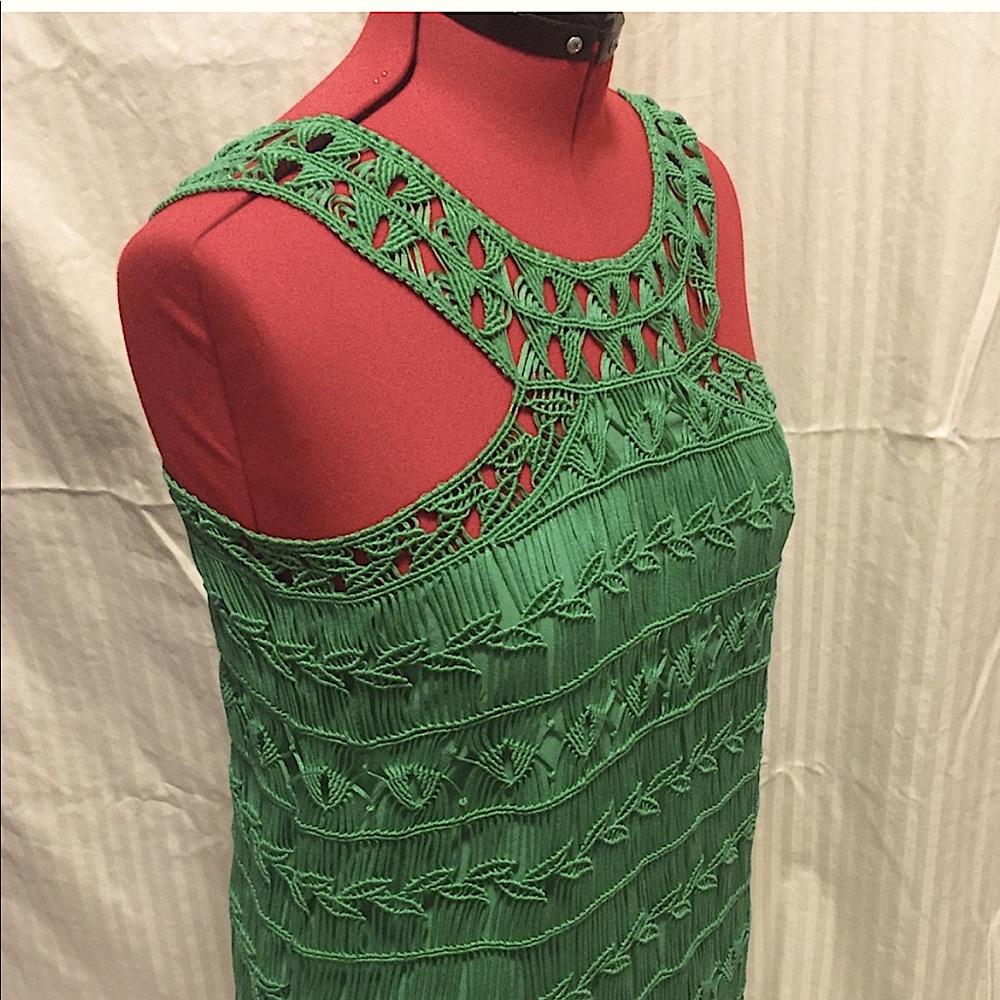 SALE NWOT DIANE FURSTENBERG LIZA MACRAME CROCHET DRESS in Emerald Green - Picture 6 of 10